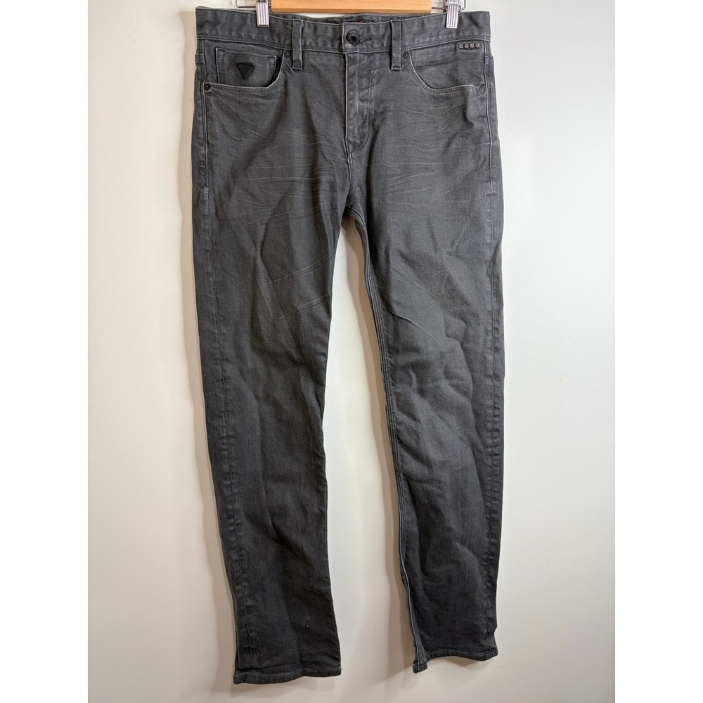 Guess 1981 Lincoln Slim Straight Charcoal Denim Jeans Mens 32x32 Grunge 90s Y2K